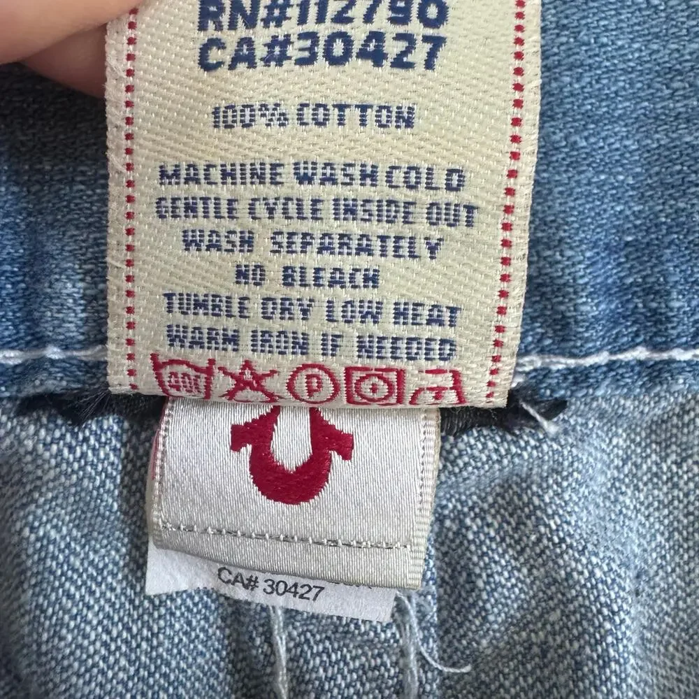 Vintage Y2K Made in USA True Religion Joey Distressed Bootcut Low Rise Jeans 32